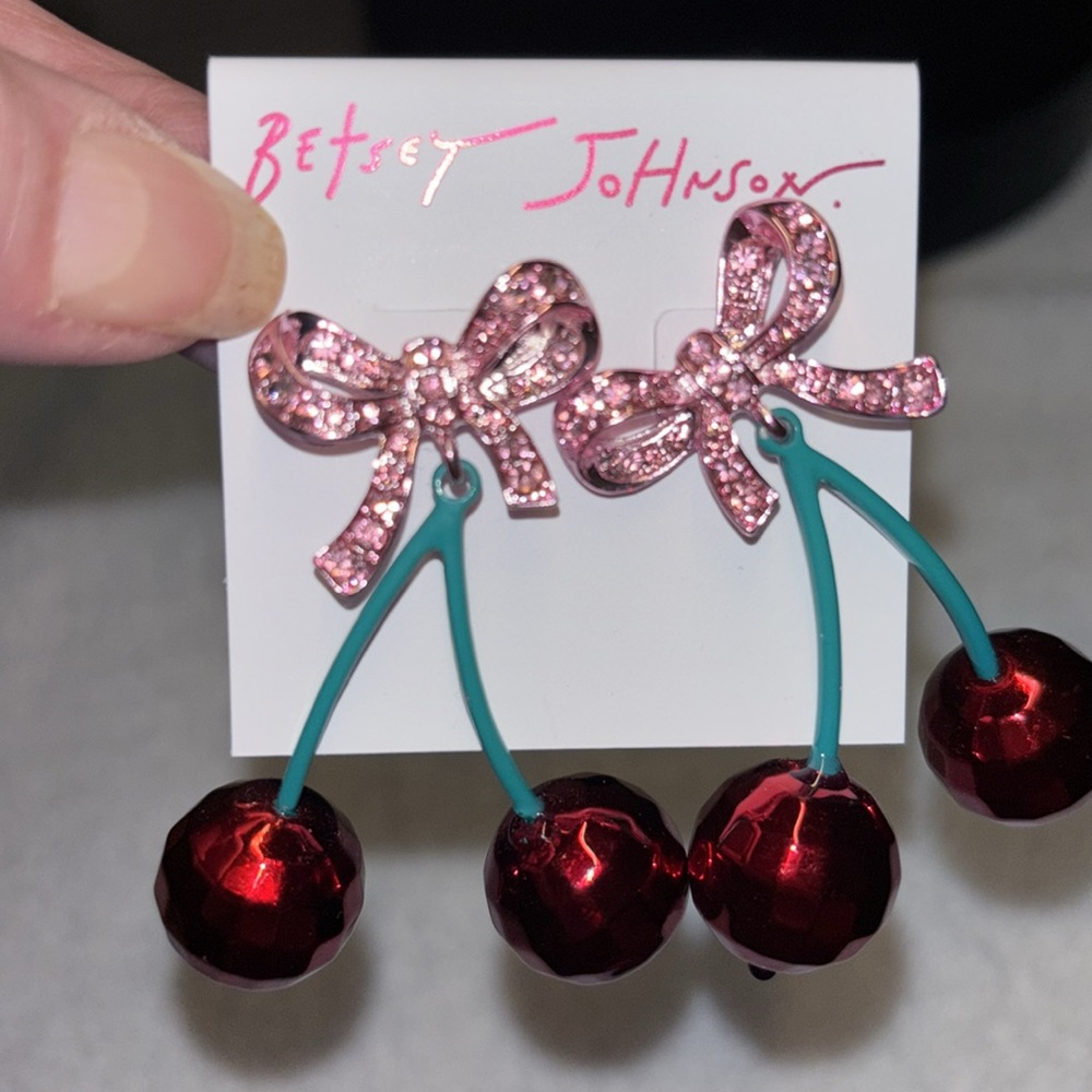 Betsey Johnson Think Pink Disco
Cherry Bow Drop Earrings New - Picture 2 of 6